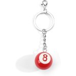 Kal - porte - cl�s boule de billard, rond, rouge, avec mini balle de billard, 8 balles, porte - cl�s ...