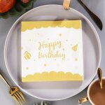 Kal - serviettes d'anniversaire blanches et dores - serviettes en papier pour homme, femme, fille, anniversai ...