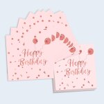Kal - serviettes joyeux anniversaire, 40 pices serviettes d'anniversaire or rose, serviettes en papier, ...