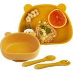 Kal - set vaisselle pour bb silicone avec ventouse, 4 pices, set repas pour enfants, inclus anti - ...