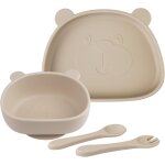 Kal - set vaisselle pour bb silicone avec ventouse, 4 pices, set repas pour enfants, inclus anti - ...