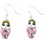 Kal - de suspension de matryoshka babouchka poupe russe porcelaine rose - bijoux fantaisie main argent ...