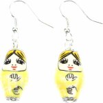 Kal - suspension de matryoshka poupe russe russe poupe en porcelaine jaune - bijoux fantaisie main ...
