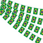 Kalanka - 10m guirlande drapeau brsil, 4pcs banderole drapeau brsilien, 30 petit drapeau du bresil ...