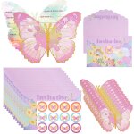 Kalanka - 12 pices cartes d'invitation papillon, avec 12 enveloppes, et auto - adhsif autocollant, ...