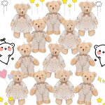 Kalanka - 12 pièces mini animaux ours en peluche, mini couple ours avec vêtements en toile de lin petits ... Kalanka - 12 pièces mini animaux ours en peluche, mini couple ours avec vêtements en toile de lin petits ...