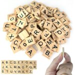 Kalanka - 130 pices a - z tuiles de lettre en bois, majuscules jouet educatif, artisanat avec numros, ...