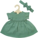 Kalanka - 1424 - v�tements de poup�e 100% coton bio, set de 2 pi�ces avec robe et serre - t�te vert sauge ...