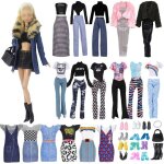 Kalanka - lot de 18 v�tements de poup�e ensemble col en cuir de jean �l�gant manteau en peluche v�tements ...