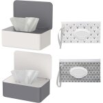 Kalanka - lot de 2 botes a lingettes humides et 2 sacs pour lingettes humides, bote de mouchoirs humides ...