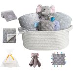 Kalanka - 2 couvertures, doudou, couverture  languettes et sac cadeau avec ruban, ensemble cadeau pour ...