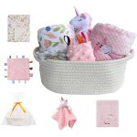 Kalanka - 2 couvertures, doudou, couverture  languettes et sac cadeau avec ruban, ensemble cadeau pour ...