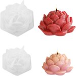 Kalanka - lot de 2 moules a bougies en forme de fleur de lotus 3d en silicone pour aromathrapie, savon, ...
