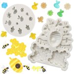 Kalanka - lot de 2 moules en silicone pour fondant en forme d'abeilles et de fleurs, en forme de nid ... Kalanka - lot de 2 moules en silicone pour fondant en forme d'abeilles et de fleurs, en forme de nid ...