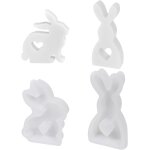 Kalanka - lot de 2 moules en silicone en forme de lapin de pques avec c?ur - moules de coule en silicone ...