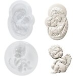 Kalanka - lot de 2 moules en silicone sainte famille mère et chérubin pour argile polyclay séchage a ... Kalanka - lot de 2 moules en silicone sainte famille mère et chérubin pour argile polyclay séchage a ...