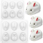 Kalanka - 2 pices moule en silicone lapin pques, pques en silicone pour lapin, 6 cavits moule a gteau ...