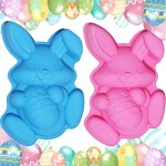 Kalanka - 2 pices moule en silicone lapin pques, pques en silicone pour lapin, moule a gteau 3d en ...