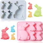 Kalanka - 2 pices moules en silicone pques, moule lapin silicone pques, moules a gteau de pques, ...