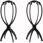 Kalanka - lot de 2 supports de perruque en plastique - portable et pliable - noir