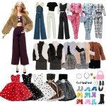 Kalanka - lot de 21 v�tements classiques pour poup�es en peluche super mod�le marron, gilet en peluche, ...