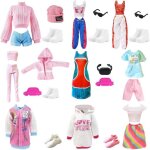 Kalanka - lot de 24 v�tements et accessoires compatibles avec barbie, comprend 1 surv�tement, 3 ensembles ...