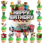 Kalanka - 26 pices dcoration gteau anniversaire enfant - kit dcoration gteau avec topper et dcors ...