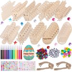 Kalanka - 264 pices pendentif de pques en bois, pques pendentifs en bois, pques bricolage enfants, ...