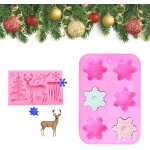 Kalanka - 2pcs moules silicone de nol - flocon de neige et cerf, moule antiadhsif pour bonbon, rose, ...
