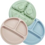Kalanka - lot de 3 assiettes divisées en silicone incassable pour bébé et tout - petit - antidérapantes ... Kalanka - lot de 3 assiettes divisées en silicone incassable pour bébé et tout - petit - antidérapantes ...