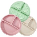 Kalanka - lot de 3 assiettes divisées en silicone incassable pour bébé et tout - petit - antidérapantes ... Kalanka - lot de 3 assiettes divisées en silicone incassable pour bébé et tout - petit - antidérapantes ...