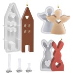 Kalanka - lot de 3 moule bougie, moules en silicone de lapin de pques moules, moules en silicone pour ...