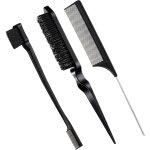 Kalanka - 3 pcs set de brosse a cheveux de bord en poils brosse a bord double face peigne a dos lisse ... Kalanka - 3 pcs set de brosse a cheveux de bord en poils brosse a bord double face peigne a dos lisse ...