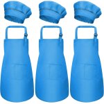 Kalanka - 3 set tablier enfant et chapeau de chef, ajustable bambin tabliers de cuisine avec poches pour ...