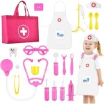 Kalanka - 34 pi�ces malette docteur enfant, malette docteur enfant jouet avec blouse de m�decin, bonnet ...