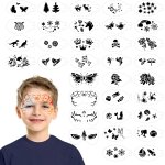 Kalanka - 34 pices pochoir maquillage enfant, kit de tatouage enfant de peinture pour visage et corps, ...