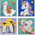 Kalanka - lot de 4 kits de peinture par numéros animaux mignons pour enfants avec cadre pour ages 6 - ... Kalanka - lot de 4 kits de peinture par numéros animaux mignons pour enfants avec cadre pour ages 6 - ...
