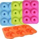 Kalanka - lot de 4 moules a beignets en silicone anti - adhsif a 6 cavits pour beignets, bagels, bleu ...