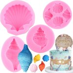 Kalanka - lot de 4 moules en silicone en forme de coquillages pour décoration de gâteaux, pâte a sucre, ... Kalanka - lot de 4 moules en silicone en forme de coquillages pour décoration de gâteaux, pâte a sucre, ...