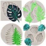 Kalanka - lot de 4 moules en silicone en forme de feuille tropicale de fougère pour décoration de gâteau, ... Kalanka - lot de 4 moules en silicone en forme de feuille tropicale de fougère pour décoration de gâteau, ...
