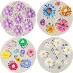 Kalanka - lot de 4 moules en silicone en forme de fleur de chrysanthème pour décoration de gâteaux cupcakes ... Kalanka - lot de 4 moules en silicone en forme de fleur de chrysanthème pour décoration de gâteaux cupcakes ...