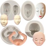 Kalanka - lot de 4 moules en silicone pour visage humain corps de poupée fondant visage de bébé bras ... Kalanka - lot de 4 moules en silicone pour visage humain corps de poupée fondant visage de bébé bras ...