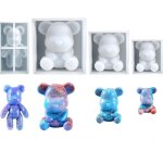 Kalanka - 4 pices moule silicone 3d de l'animal ours, moule rsine epoxy pour bijoux et dcoration de ...