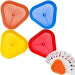 Kalanka - 4 pices support carte a jouer porte cartes pour enfants et personnes ages rouge orange bleu ...