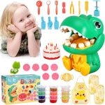 Kalanka - 40 pices pte a modeler pour enfants, dinosaure outils de pte a modeler, moules kit pour ...