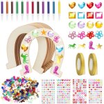 Kalanka - 42 pcs fer à cheval en bois - décoration avec crayon aquarelle, ruban et autocollants - artisanat ... Kalanka - 42 pcs fer à cheval en bois - décoration avec crayon aquarelle, ruban et autocollants - artisanat ...