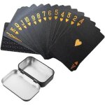 Kalanka - lot de 54 cartes a jouer en plastique noir etanches avec tisonnier, plastique noir diamant, ...