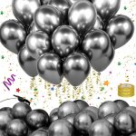 Kalanka - 60 pices ballons anniversaire noir avec 3 rouleaux rubans colors ballon helium 12 pouces ...