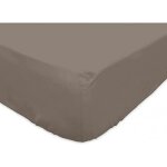 Kalanka - 612829 drap housse coton 57 fils uni taupe / ecru 140 x 200 cm