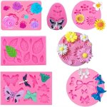 Kalanka - lot de 7 moules en silicone 3d pour fondant et gteau, motif roses et fleurs - kalanka